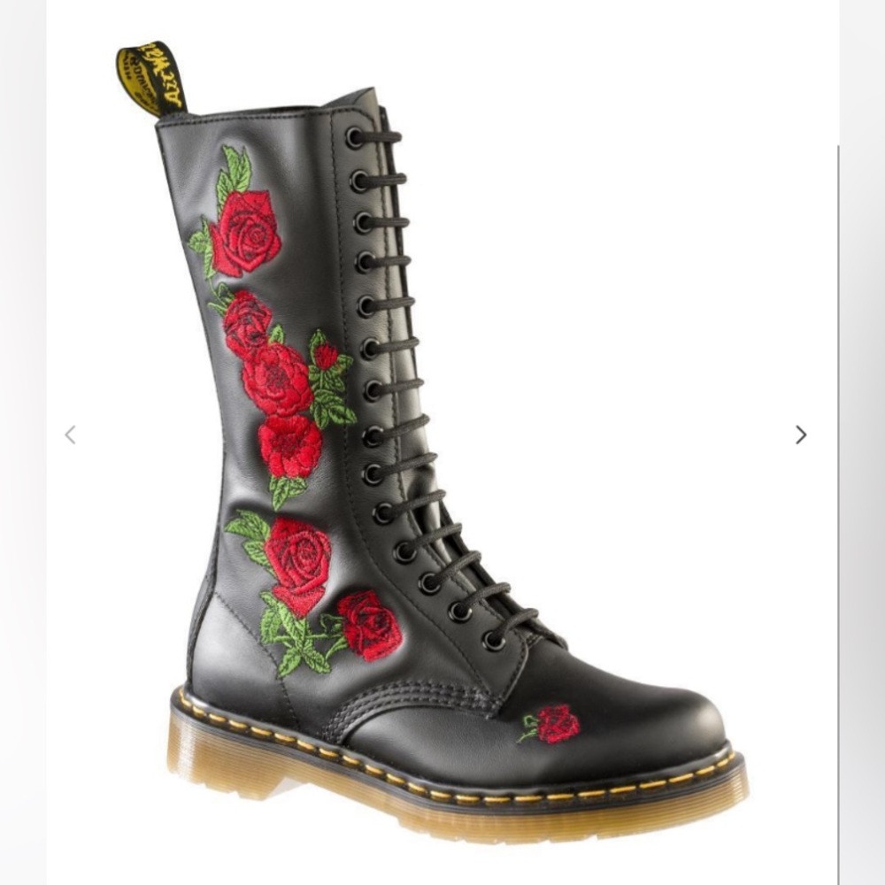 Dr. Doc Martens Women 1914 Vonda Leather 14-Hole Side-Zip Rose Boots EUC Size 10